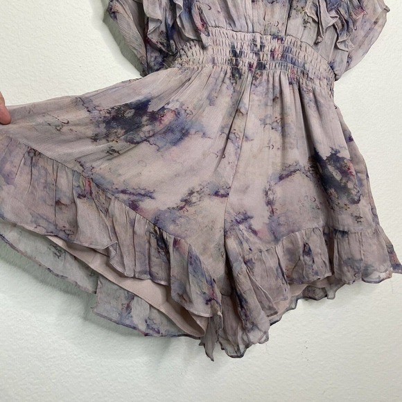 IRO Brantes Floral Ruffle Trim Floral Georgette Lace Up Romper Sz 34 (XS) NWT - Picture 7 of 14